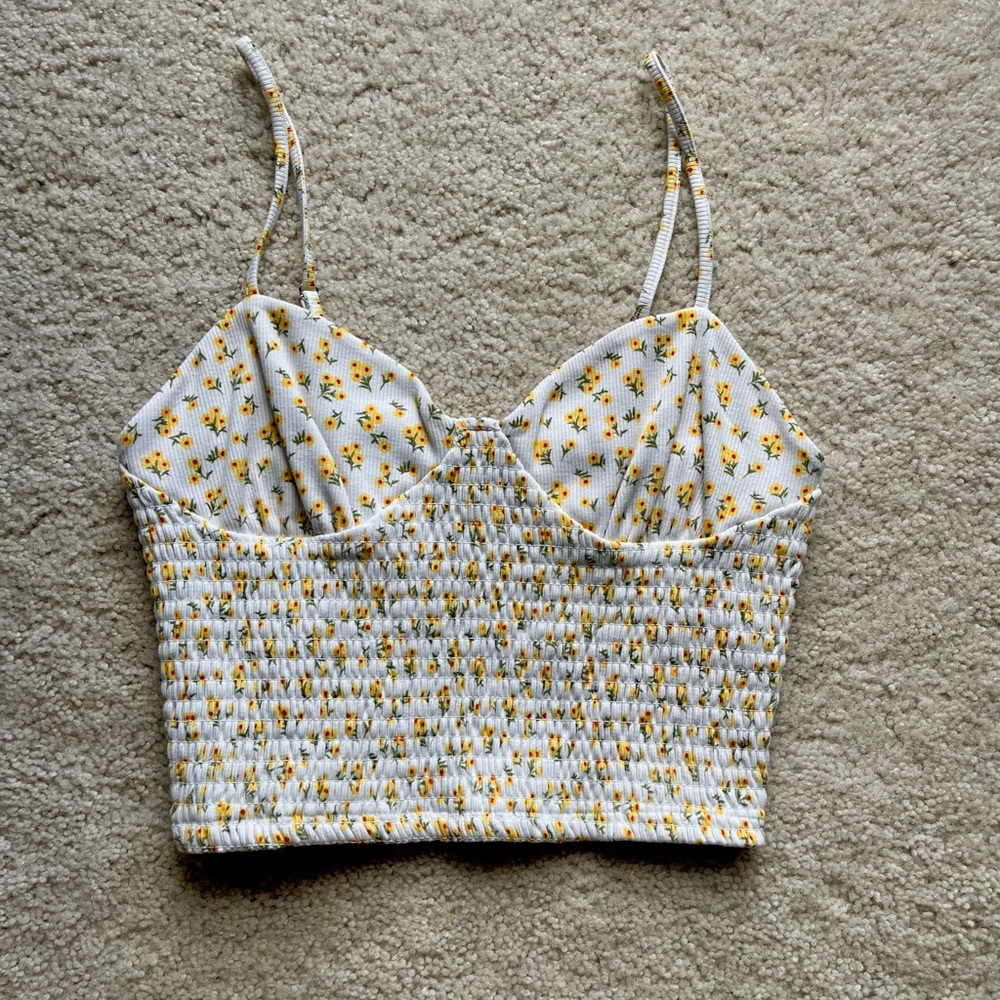 Forever 21 Crop Top With Yellow Flowers